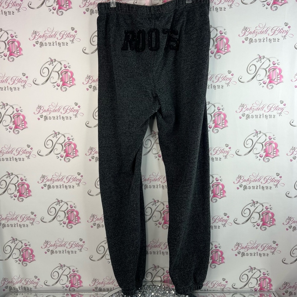 Roots joggers roots on bum logo black Charcoal Gray Sweatpants cozy warm